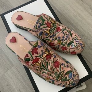 GUCCI Princetown Mule Floral Pink 35.5 EU/ 5.5 US